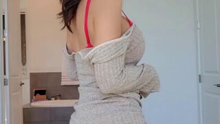 Alinity Red Lingerie Dress Strip PPV Onlyfans Video Leaked